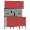 vidaXL Armario de trabajo 8 uds. Rojo Madera Ingenierizada y Acero