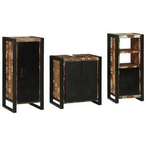 vidaXL Juego de muebles de ba&ntilde;o 3 uds. Multicolor y negro