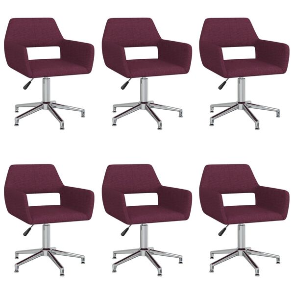 vidaXL Sillas de comedor giratorias 6 unidades tela morada