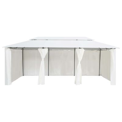 vidaXL Cenador con cortinas 600x298x270 cm blanco 180g/m²