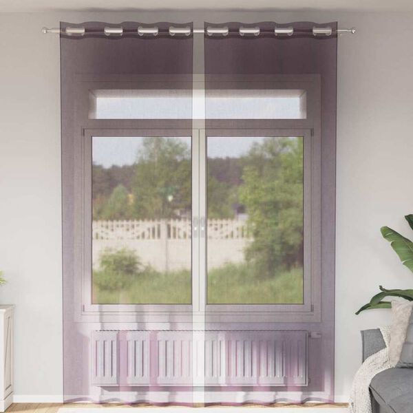 vidaXL Cortinas de gasa con ojales 2 uds morado 140x300 cm