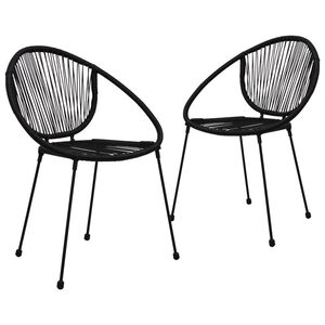 vidaXL Sillas de jard&iacute;n 2 unidades rat&aacute;n de PVC negro