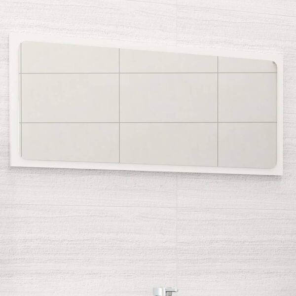 vidaXL Espejo de ba&ntilde;o madera contrachapada blanco brillo 80x1,5x37 cm