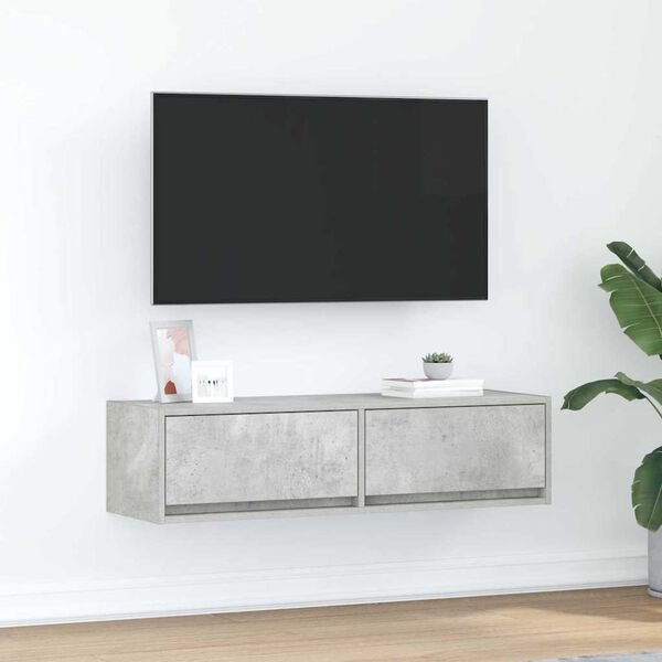 vidaXL Gabinete de TV con caj&oacute;n Gris hormig&oacute;n 100 x 31 x 25.5 cm