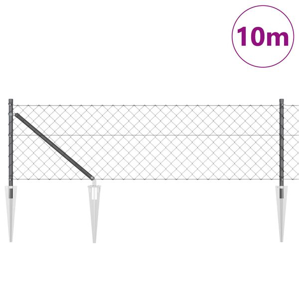 vidaXL Poste de Valla Gris 10 x 0,8 m (malla de 60 x 60 mm)
