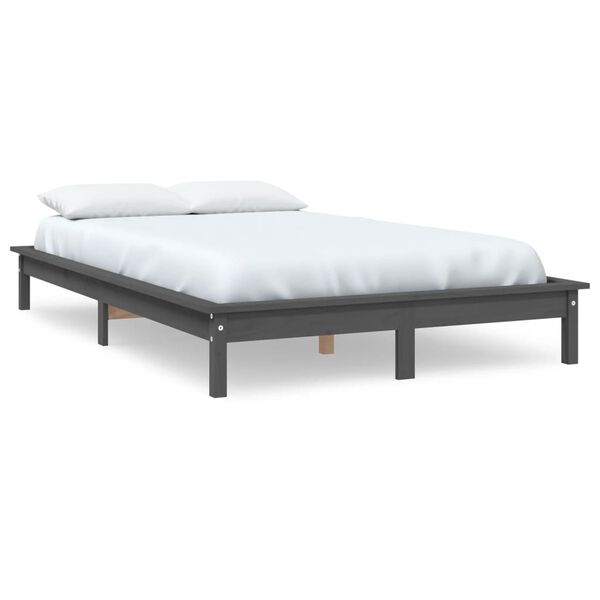 vidaXL Estructura de cama de madera maciza de pino gris 160x200 cm
