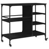 vidaXL Carrito de cocina de madera de ingeniería negro 100x45x89,5 cm