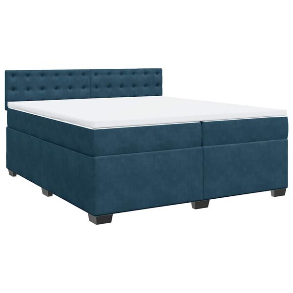 vidaXL Cama box spring con colch&oacute;n terciopelo azul 200x200 cm