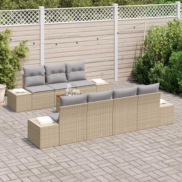 vidaXL Conjunto de sofá de jardín 8 pcs beige y gris claro