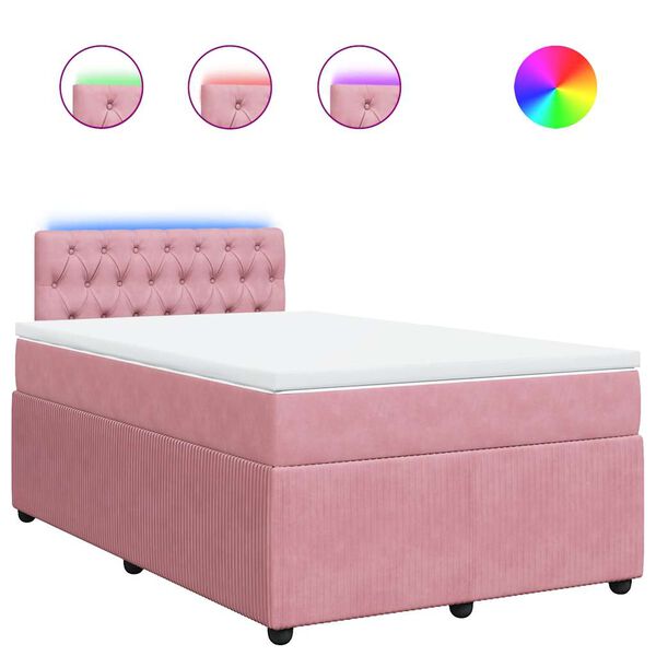 vidaXL Cama box spring con colch&oacute;n terciopelo rosa 120x200 cm