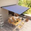 vidaXL Toldo de carrete motorizado azul y blanco 500x300 cm
