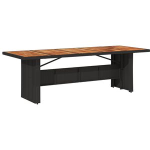 vidaXL Mesa de jard&iacute;n superficie madera acacia rat&aacute;n negro 240x90x75cm