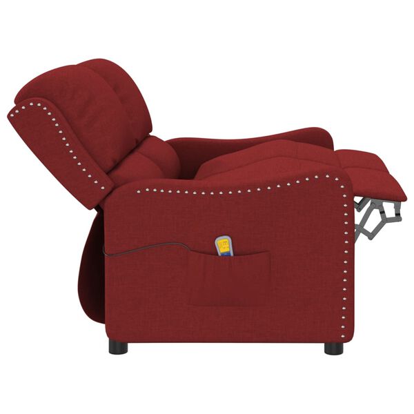 vidaXL Sill&oacute;n reclinable de masaje 2 plazas tela rojo tinto