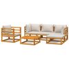 vidaXL Set muebles de jard&iacute;n 6 pzas madera maciza y cojines gris claro