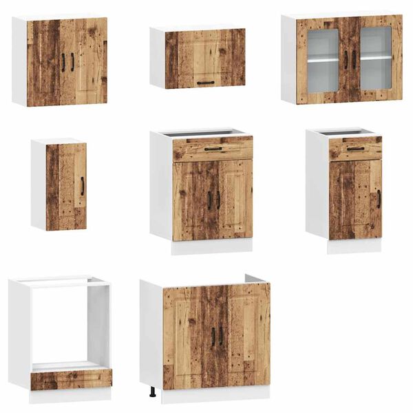 vidaXL Mueble cocina Kalmar madera vieja 8 pzas madera contrachapada