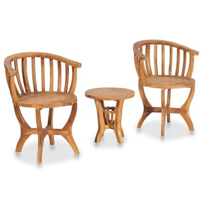vidaXL Mesa y sillas de bistró para jardín 3 pzas madera maciza teca