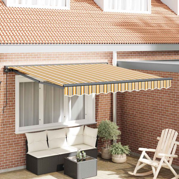 vidaXL Toldo Retr&aacute;ctil Amarillo y Gris 300 x 250 cm Aluminio y Tela