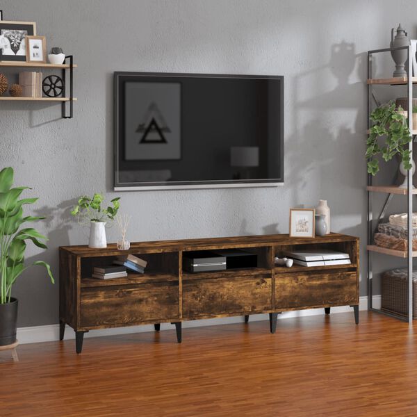 vidaXL Mueble de TV madera contrachapada roble ahumado 150x30x44,5 cm
