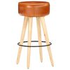 vidaXL Taburetes de cocina 2 uds madera mango rugosa cuero real marr&oacute;n