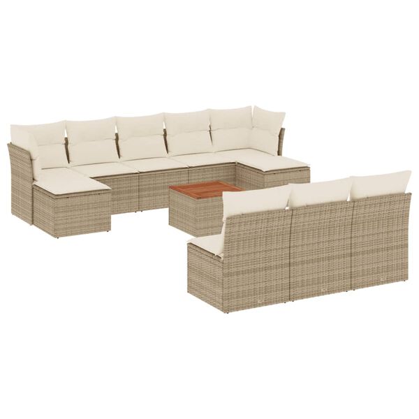 vidaXL Set de sof&aacute;s de jard&iacute;n 11pzas con cojines rat&aacute;n sint&eacute;tico beige