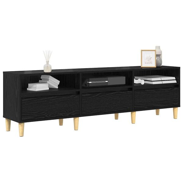 vidaXL Gabinete de TV con caj&oacute;n Roble Negro 150 x 30 x 45 cm