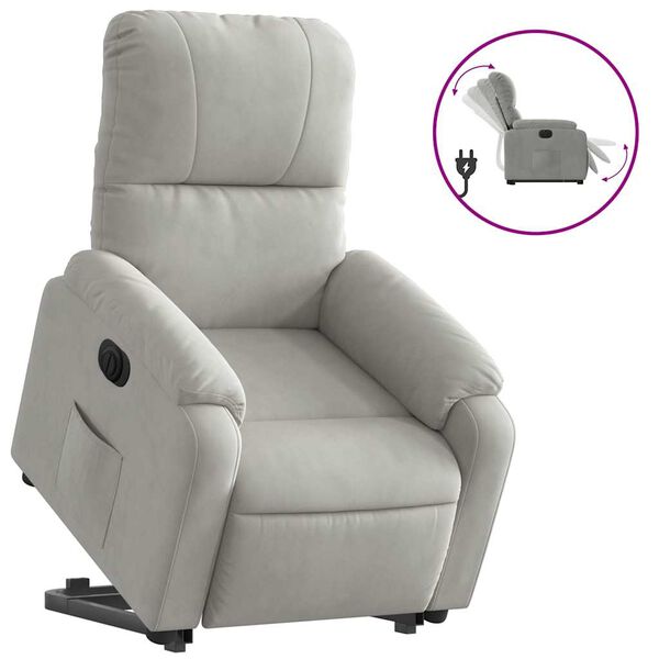 vidaXL Sill&oacute;n el&eacute;ctrico reclinable elevable tela microfibra gris claro