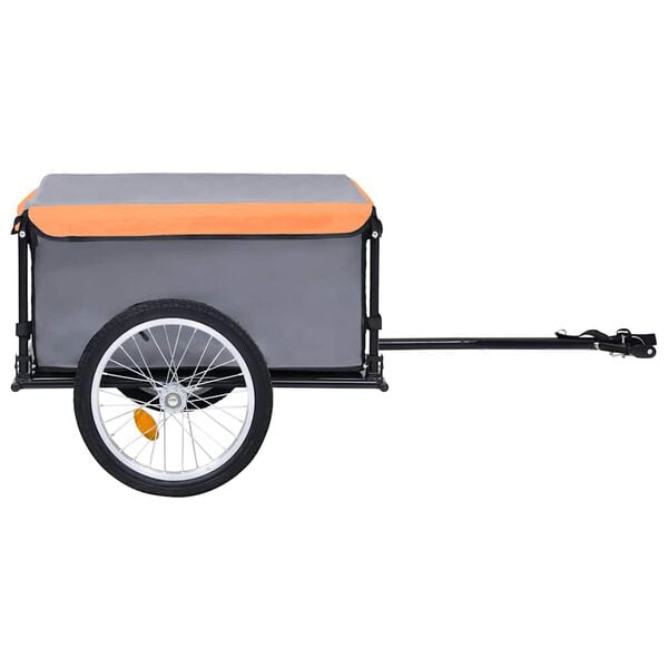 vidaXL Remolque para bicicletas gris y naranja 65 kg