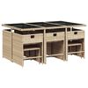 vidaXL Set comedor de jard&iacute;n 11 pzas con cojines rat&aacute;n sint&eacute;tico beige