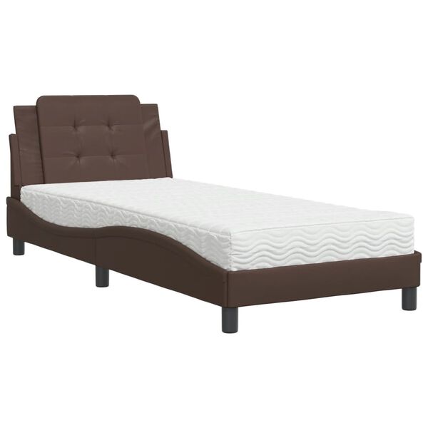 vidaXL Estructura de cama sin colch&oacute;n Zadar cuero sint&eacute;tico marr&oacute;n 80x200 cm