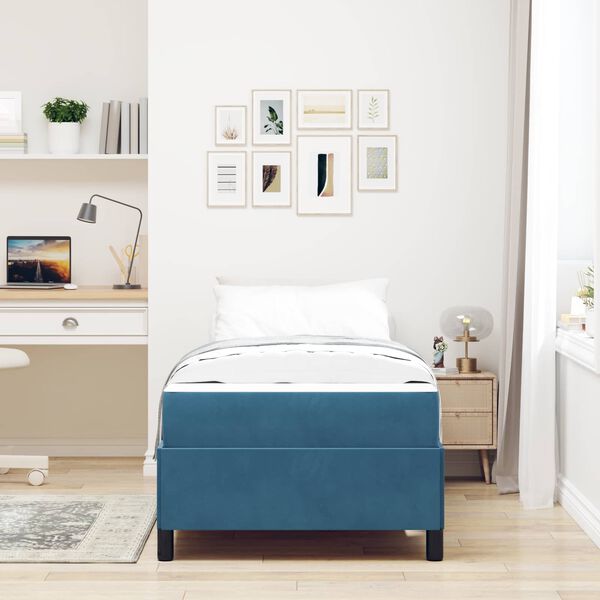 vidaXL Estructura de cama con colch&oacute;n Azul Oscuro 90 x 190 cm tela