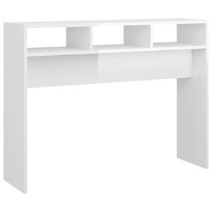 vidaXL Mesa consola madera de ingenier&iacute;a blanco brillo 105x30x80 cm