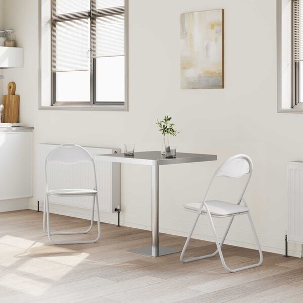 vidaXL Silla Plegable 2 pcs y gris 48 x 43,5 x 81 cm Cuero sint&eacute;tico