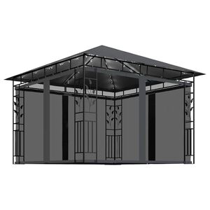 vidaXL Cenador mosquitera y tira luz LED antracita 3x3x2,73m 180 g/m&sup2;