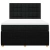 vidaXL Cama box spring con colch&oacute;n tela negro 140x200 cm