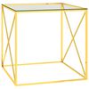 vidaXL Mesa de centro acero inoxidable y vidrio dorado 55x55x55 cm