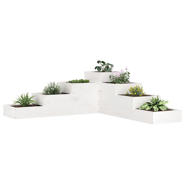 vidaXL Jardinera 4 niveles madera maciza pino blanca 106x104,5x36 cm