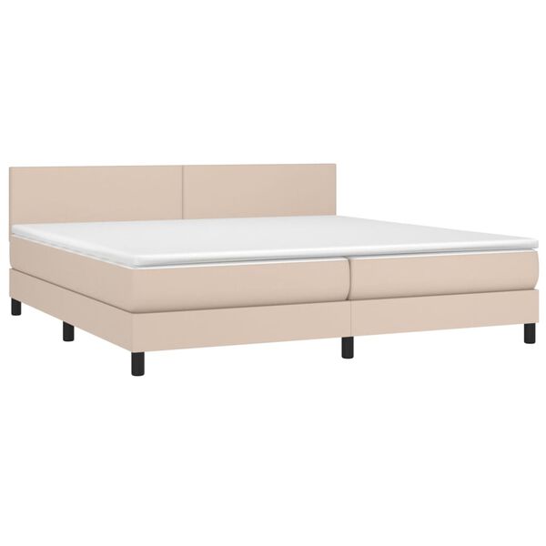 vidaXL Cama box spring colch&oacute;n LED cuero sint&eacute;tico capuchino 200x200cm