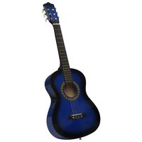 vidaXL Guitarra clásica para niños y principiantes azul 1/2 34"