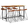 vidaXL Muebles de bar 7 piezas madera maciza reciclada cuero aut&eacute;ntico