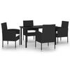vidaXL Juego de comedor para jard&iacute;n 5 piezas negro
