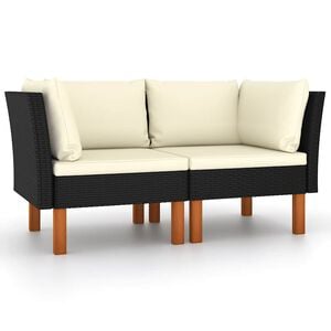 vidaXL Sof&aacute;s de esquina 2 uds rat&aacute;n sint&eacute;tico y madera de eucalipto