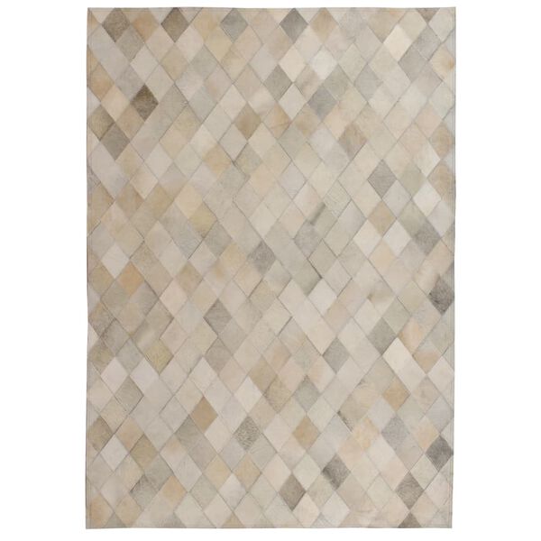 vidaXL Alfombra de retazos de cuero Patchwork 160x230 cm rombos gris