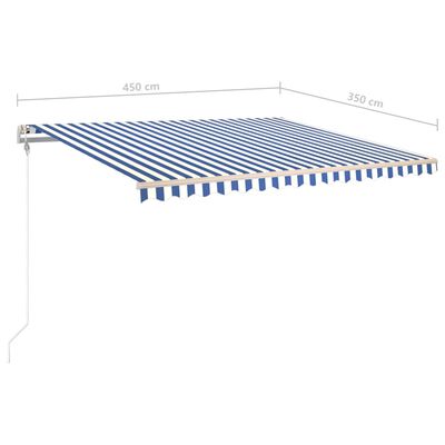 vidaXL Toldo manual retráctil con LED azul y blanco 4,5x3,5 m
