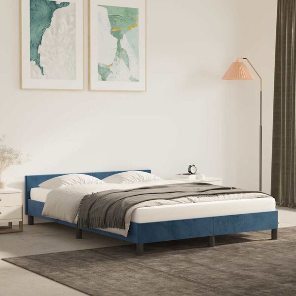 vidaXL Estructura de cama sin colchón terciopelo azul oscuro 140x200cm