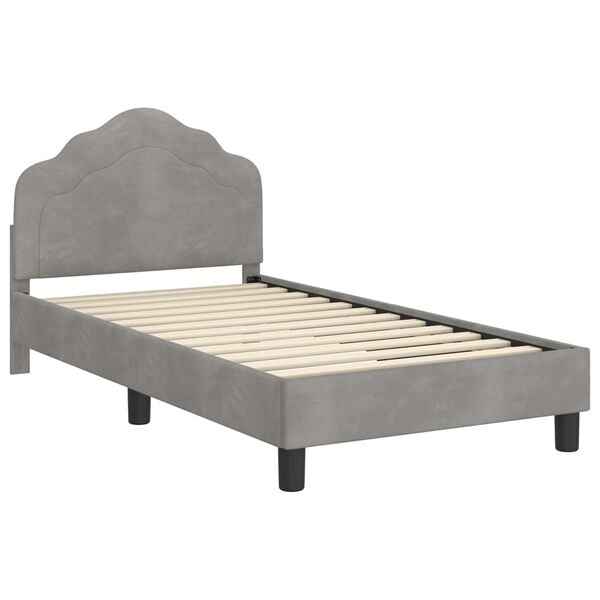 vidaXL Cama para niños con cabecero Gris Claro 80 x 160 cm Terciopelo