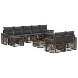 vidaXL Conjunto de sof&aacute;s de jard&iacute;n 10 uds. Gris y Gris Oscuro