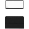 vidaXL Juego de muebles de ba&ntilde;o 3 pcs Roble Negro Madera de ingenier&iacute;a