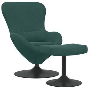 vidaXL Silla Huevo con Puff Verde oscuro Terciopelo