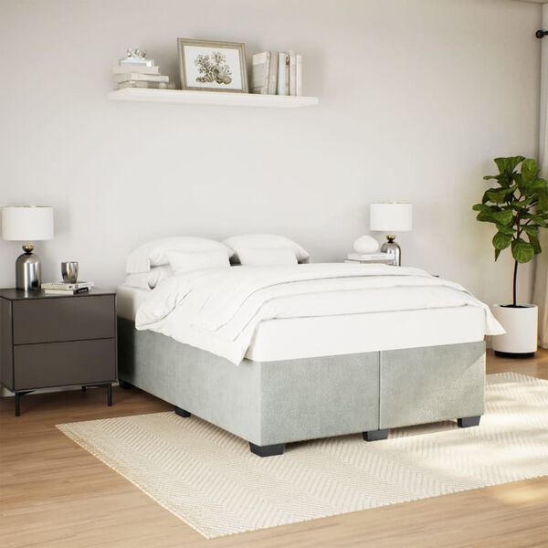 vidaXL Estructura de cama sin colch&oacute;n terciopelo gris claro 140x190 cm