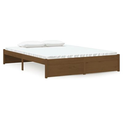 vidaXL Estructura de cama doble madera maciza marrón miel 135x190 cm